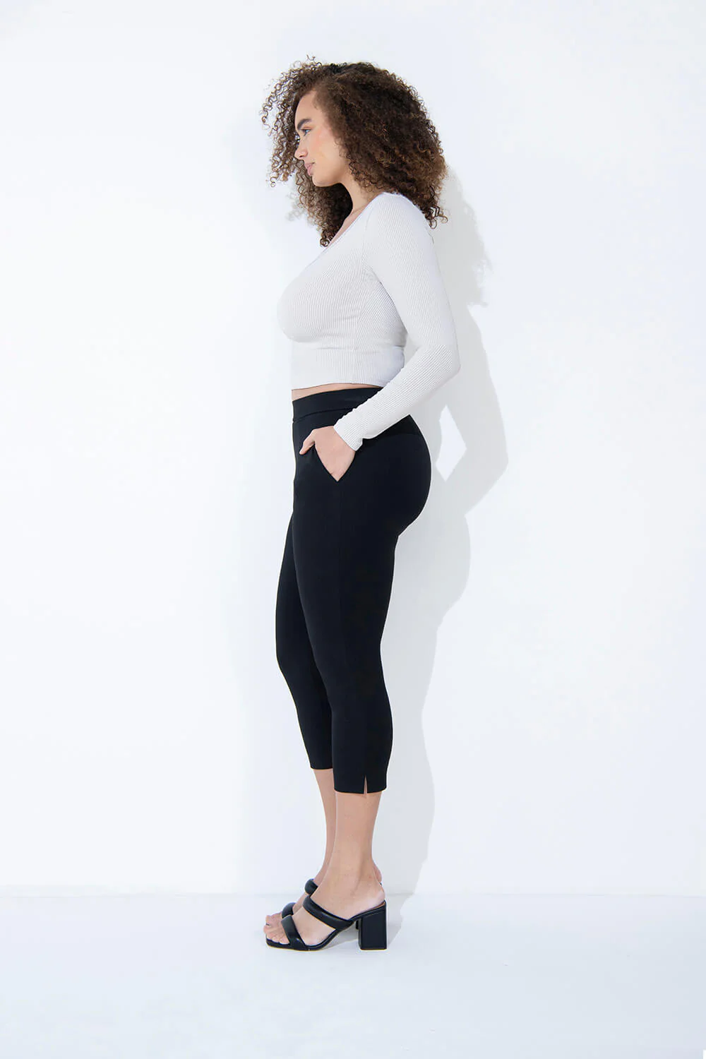 Crop Stretch Trouser - Black - Image 4