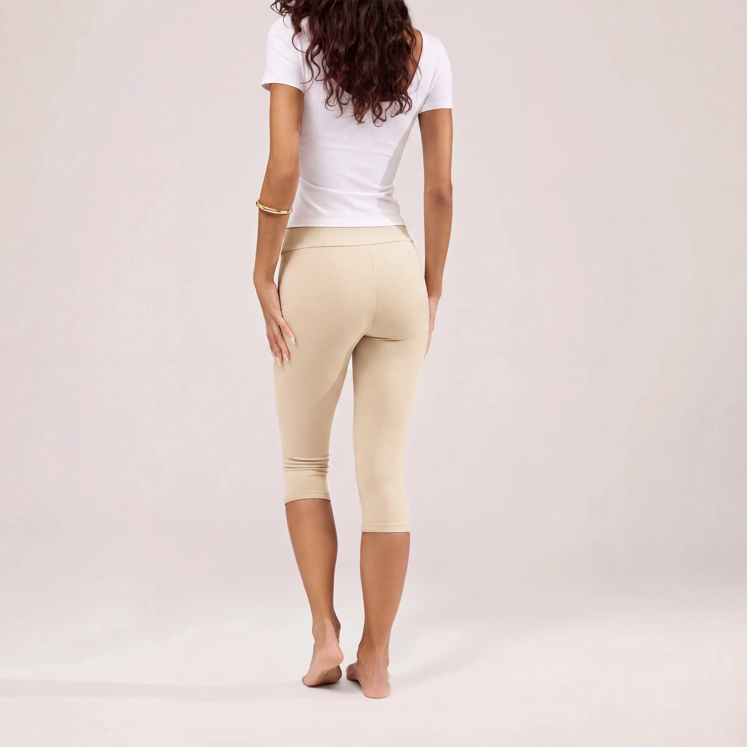 Capri Lightweight Leggings - Natural Beige - Image 4