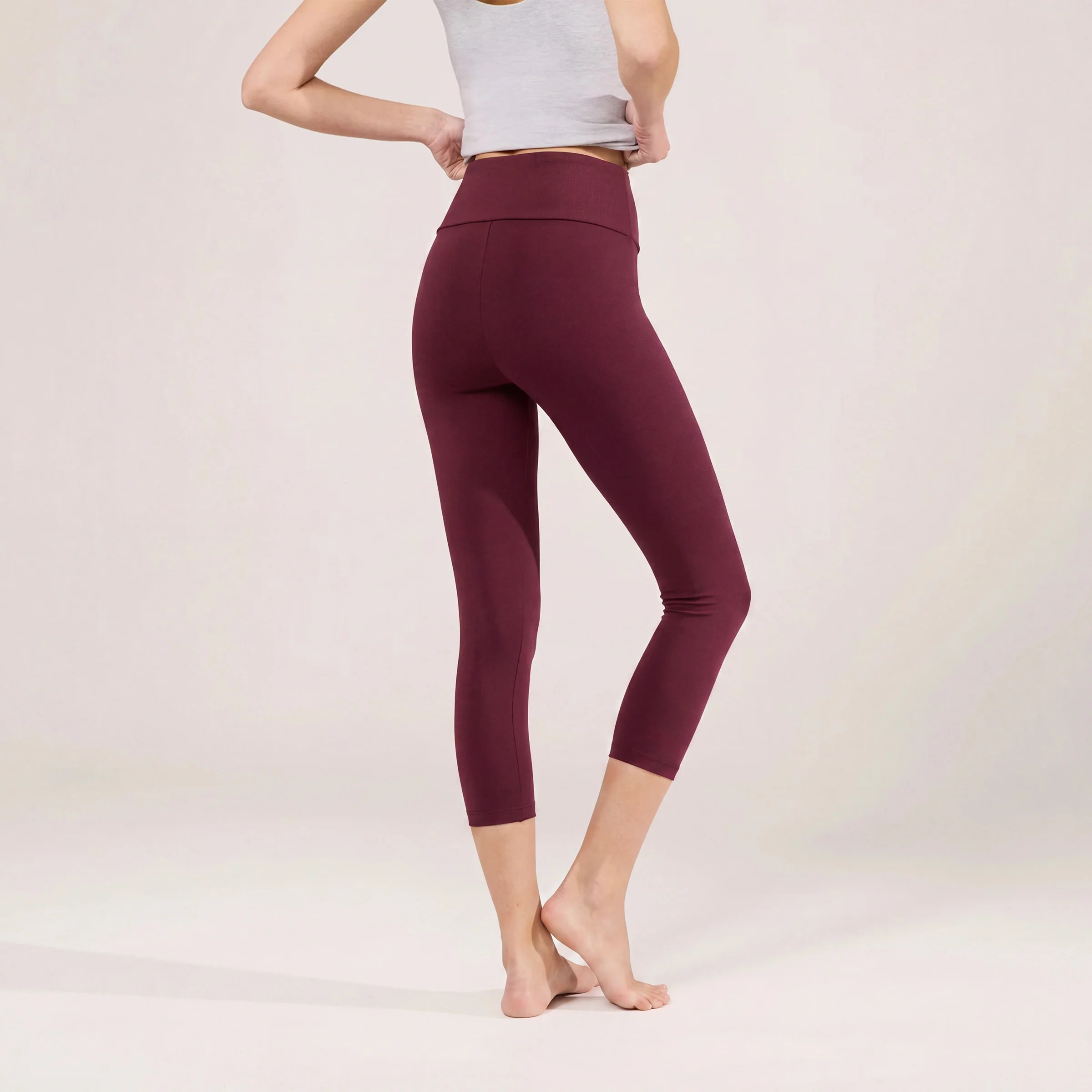 Capri Lightweight Leggings - Burgundy - Image 3