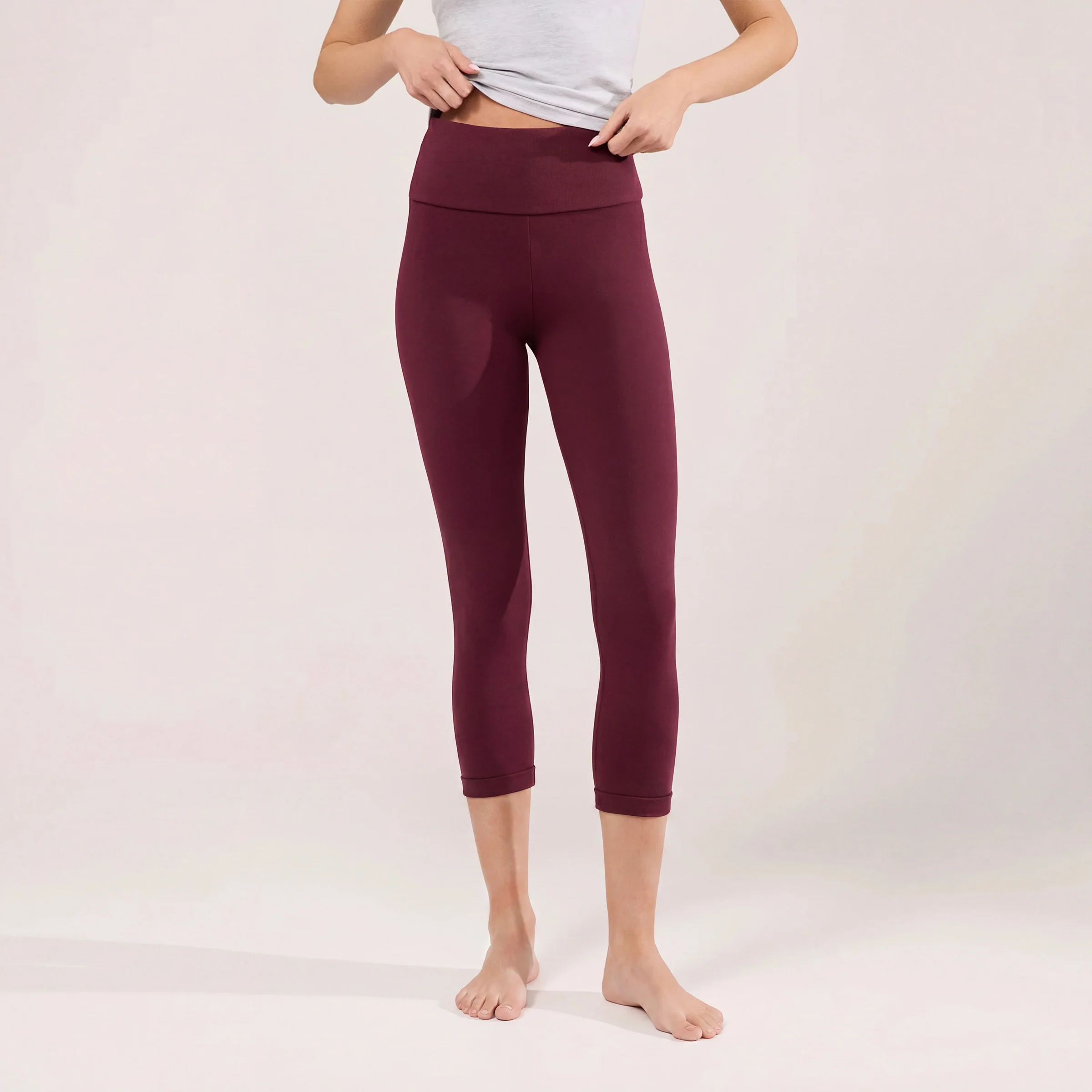 Capri Lightweight Leggings - Burgundy - Image 4