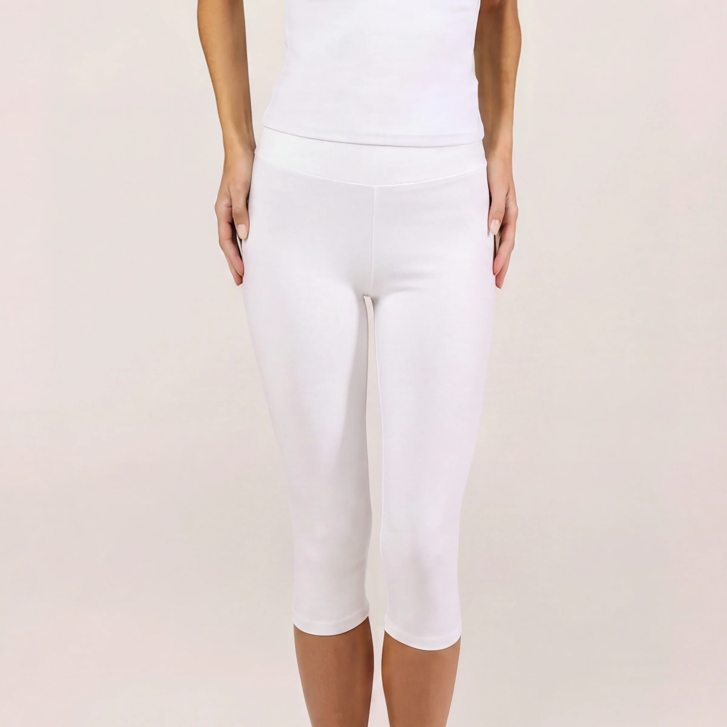 Capri Lightweight Leggings - White - Image 3