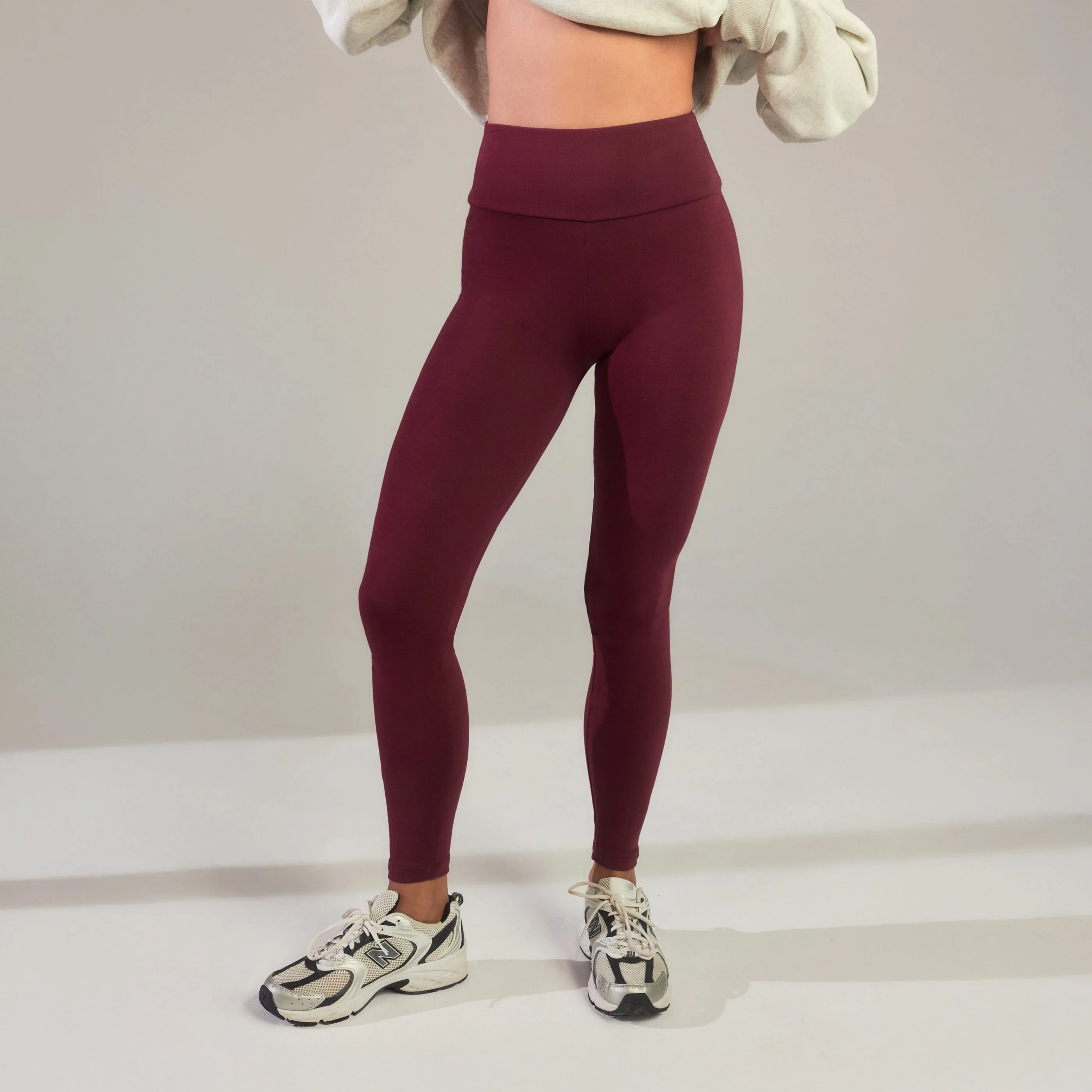 Everyday High Waisted Leggings - Burgundy - Image 4