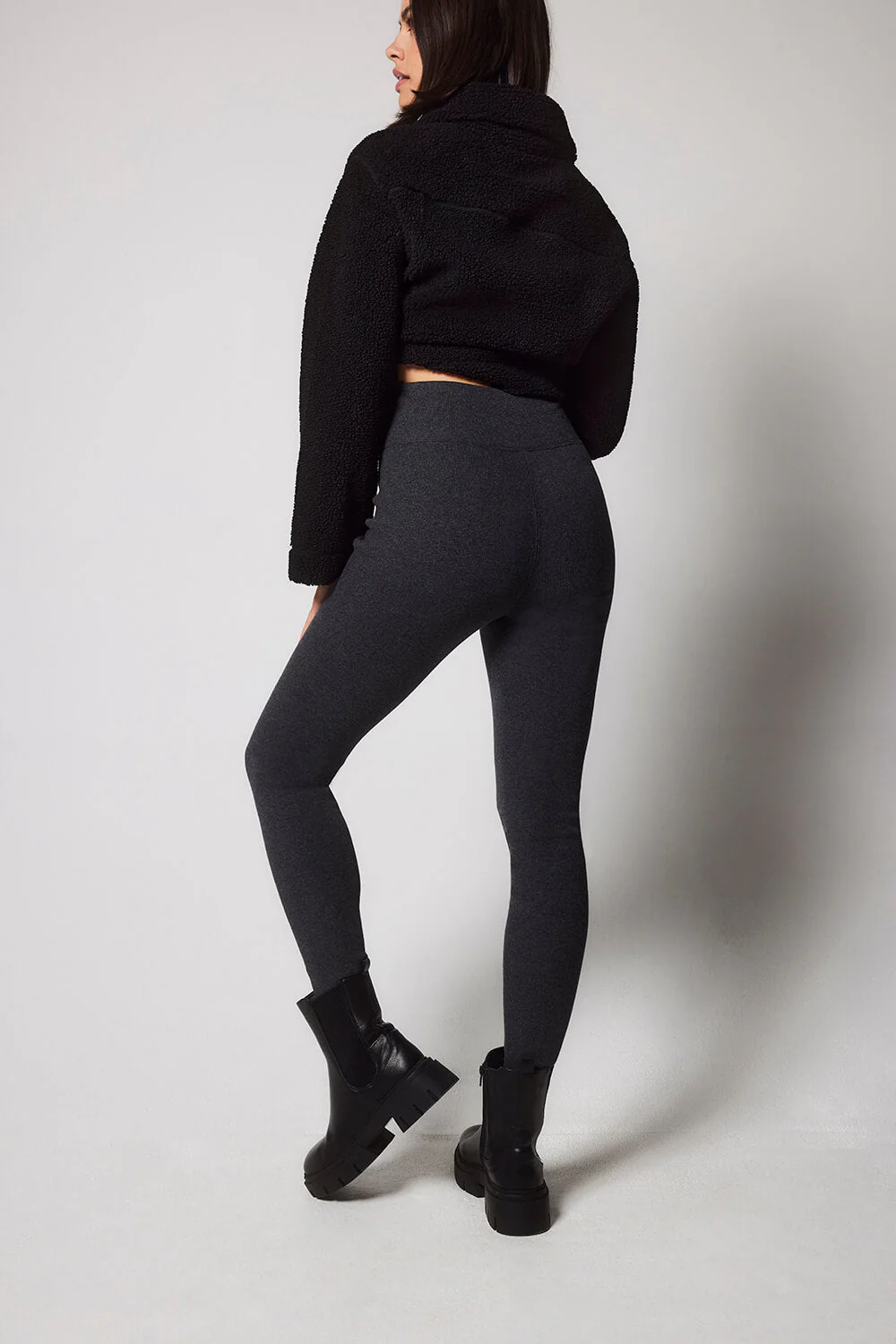 Extreme Fleece Lined Leggings - Dark Grey Marl - Image 3