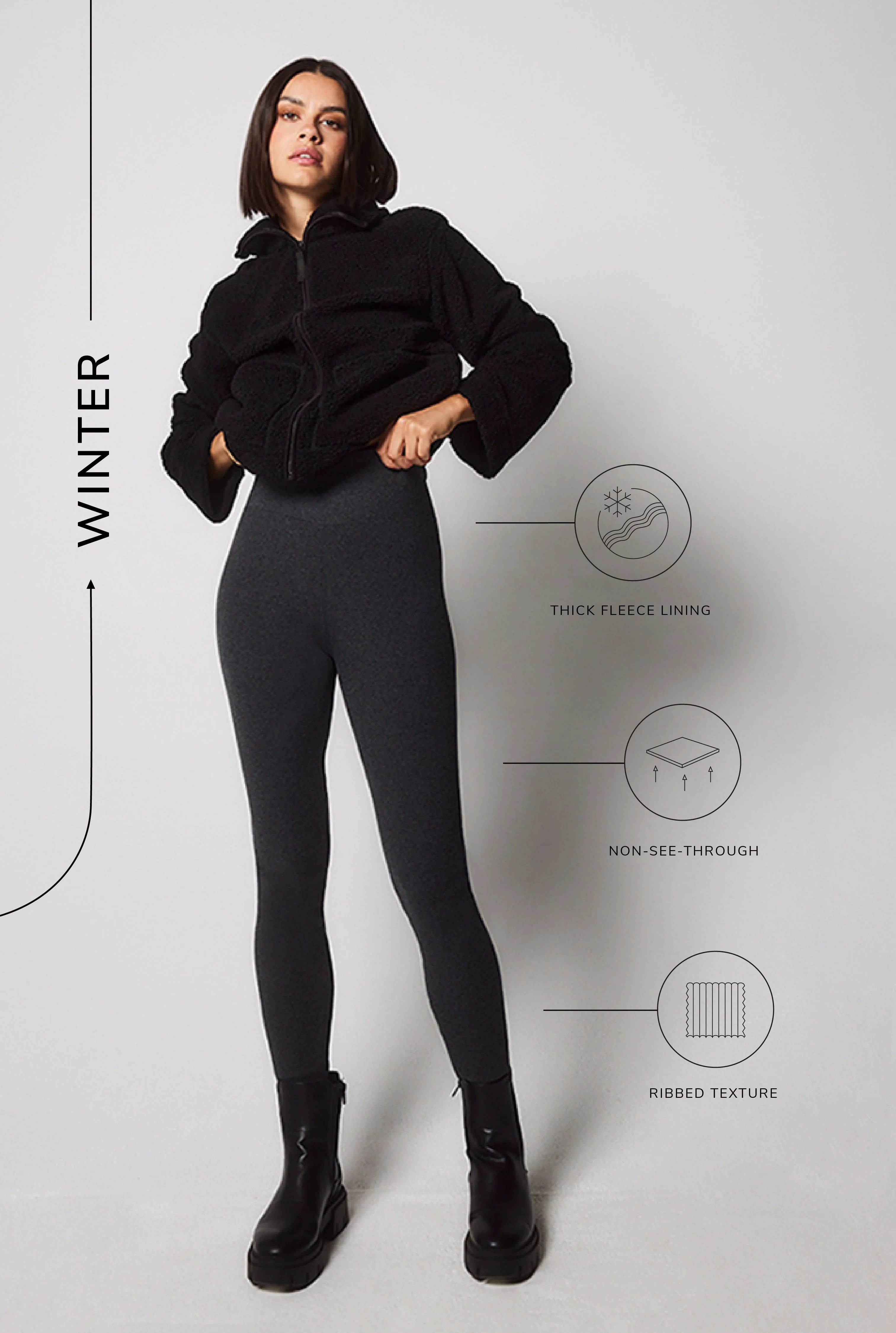 Extreme Fleece Lined Leggings - Dark Grey Marl - Image 4