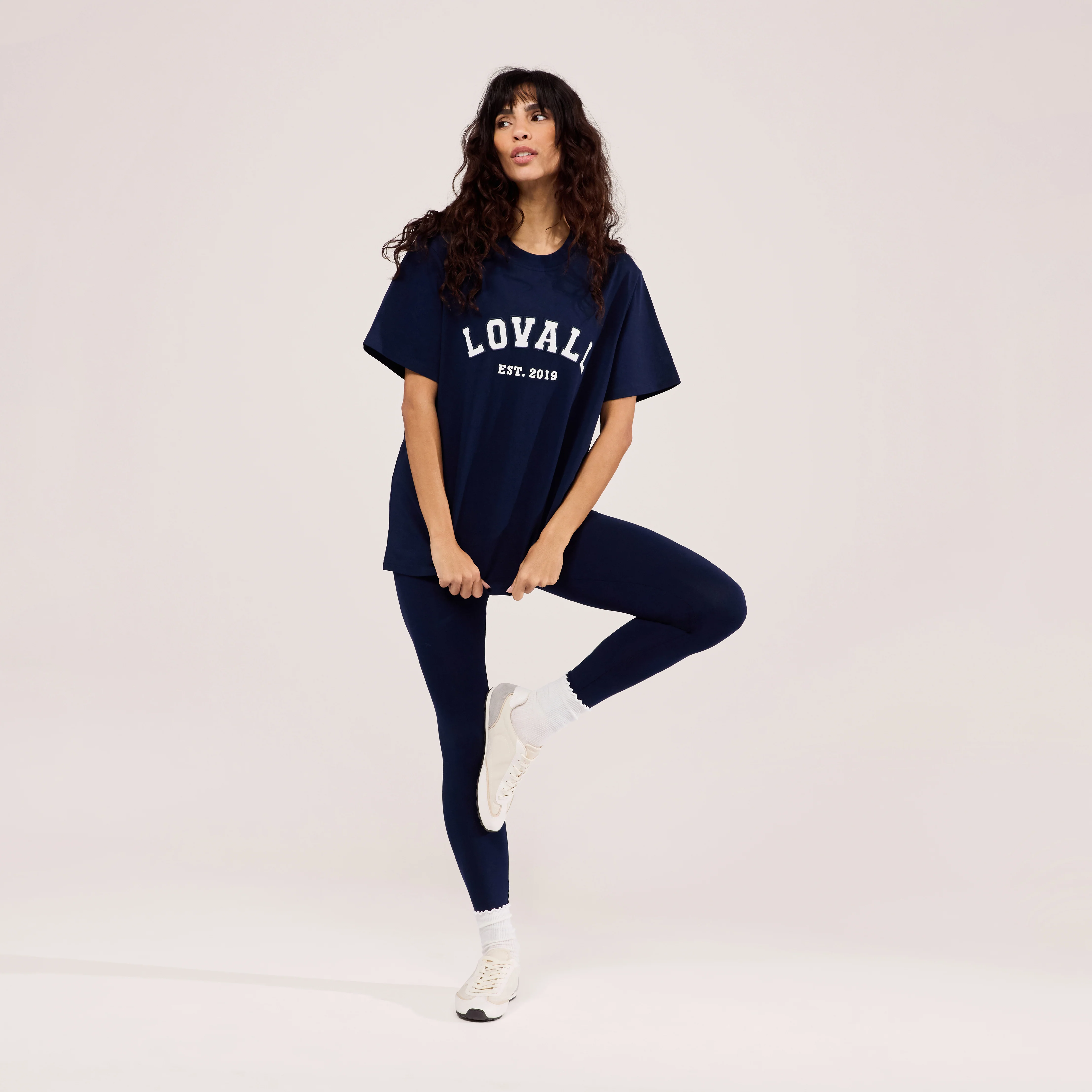 Lightweight Everyday High Waisted Leggings - Navy - Image 3