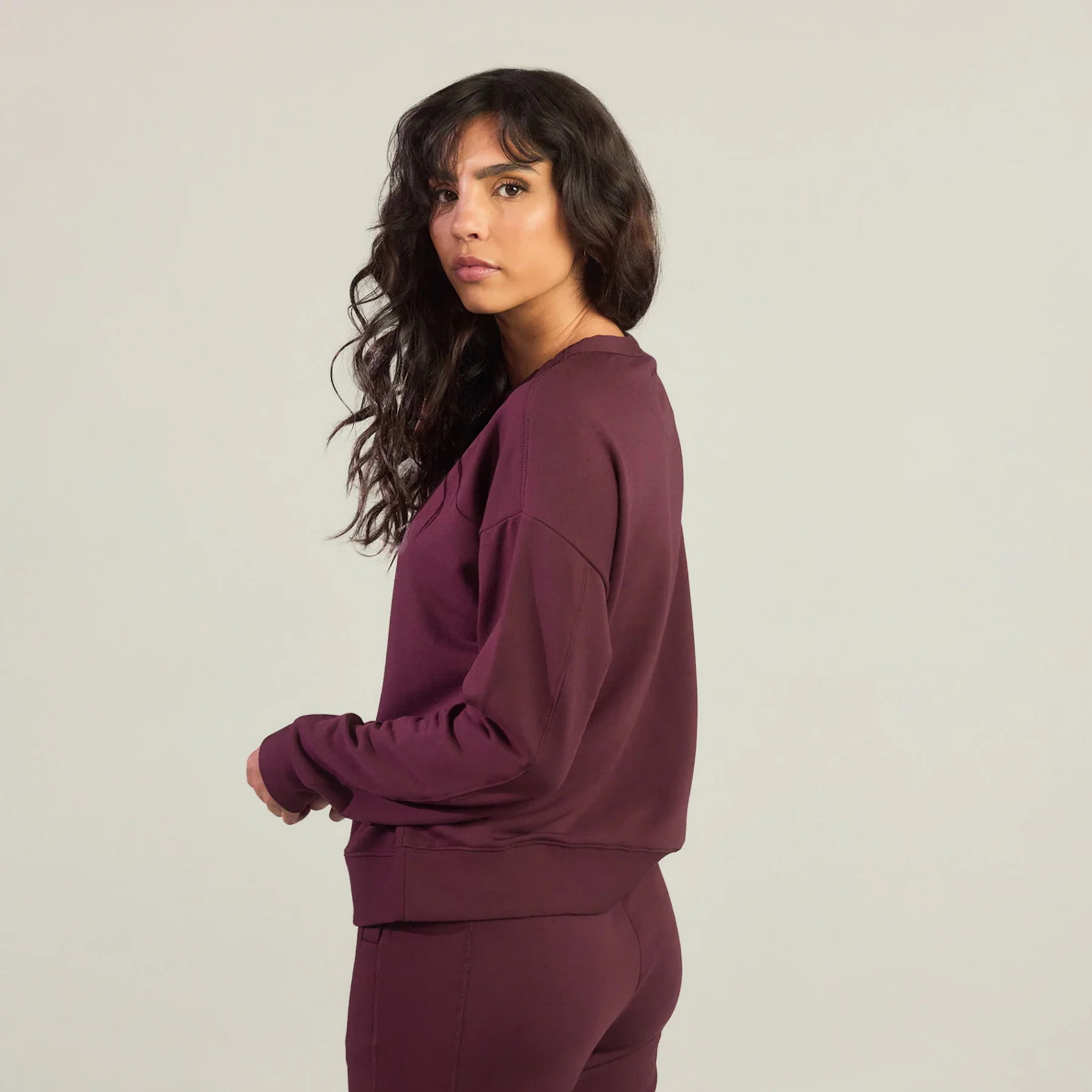 Luxe Lounge Sweatshirt - Dark Cherry - Image 3