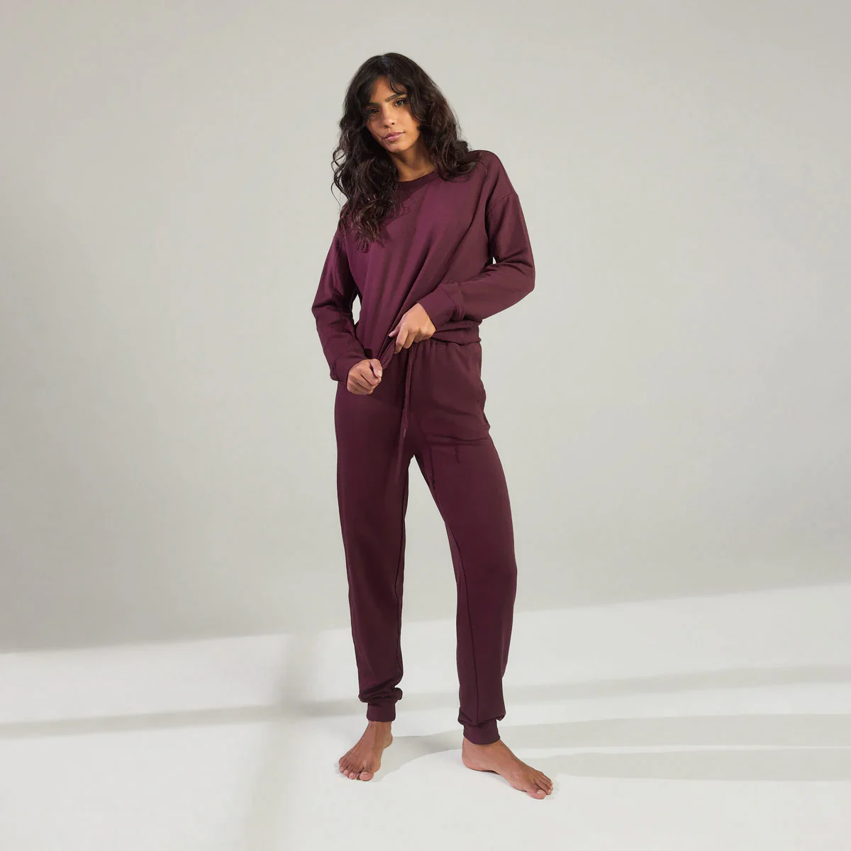 Luxe Lounge Sweatshirt - Dark Cherry - Image 5