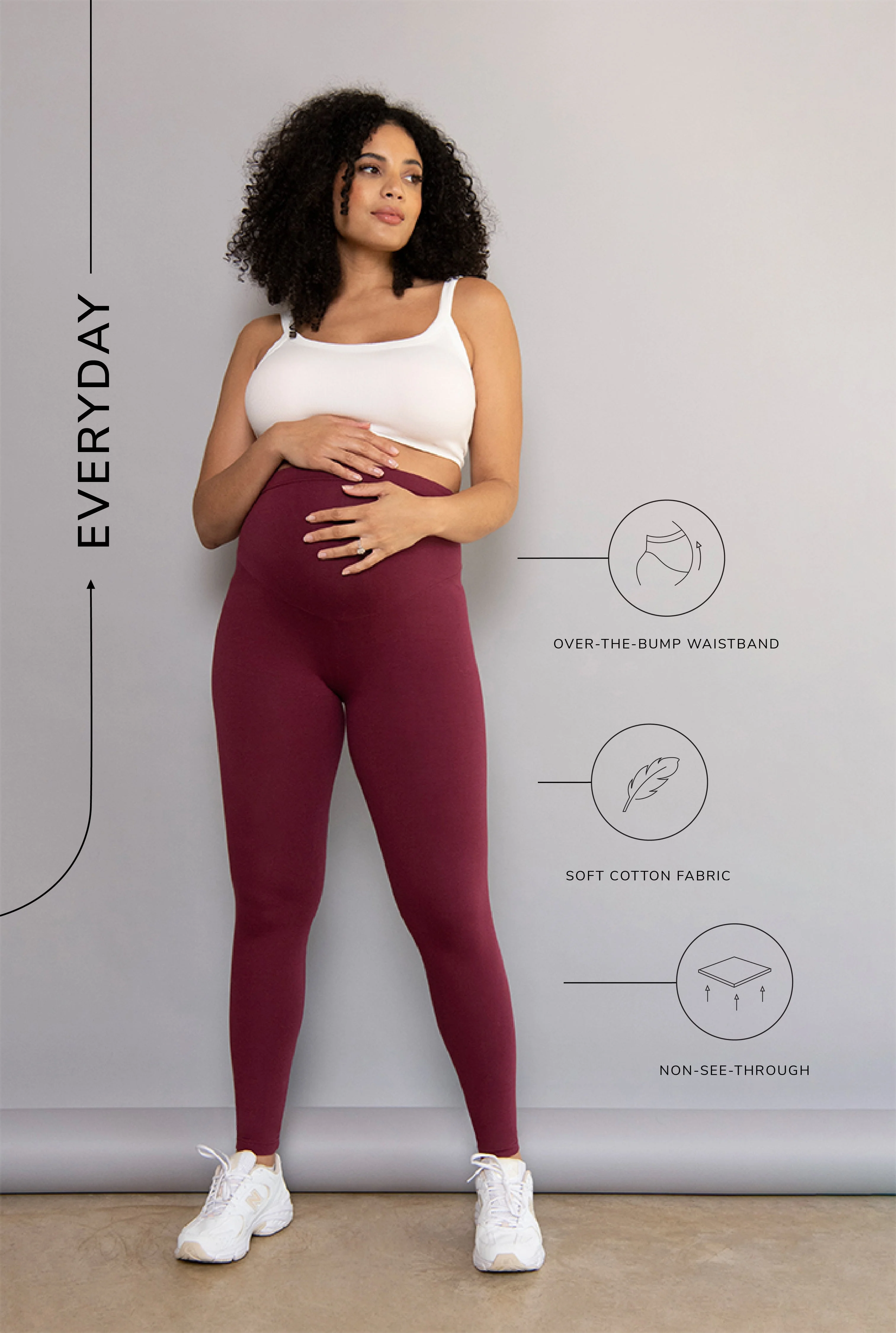 Maternity Everyday Leggings - Burgundy - Image 3